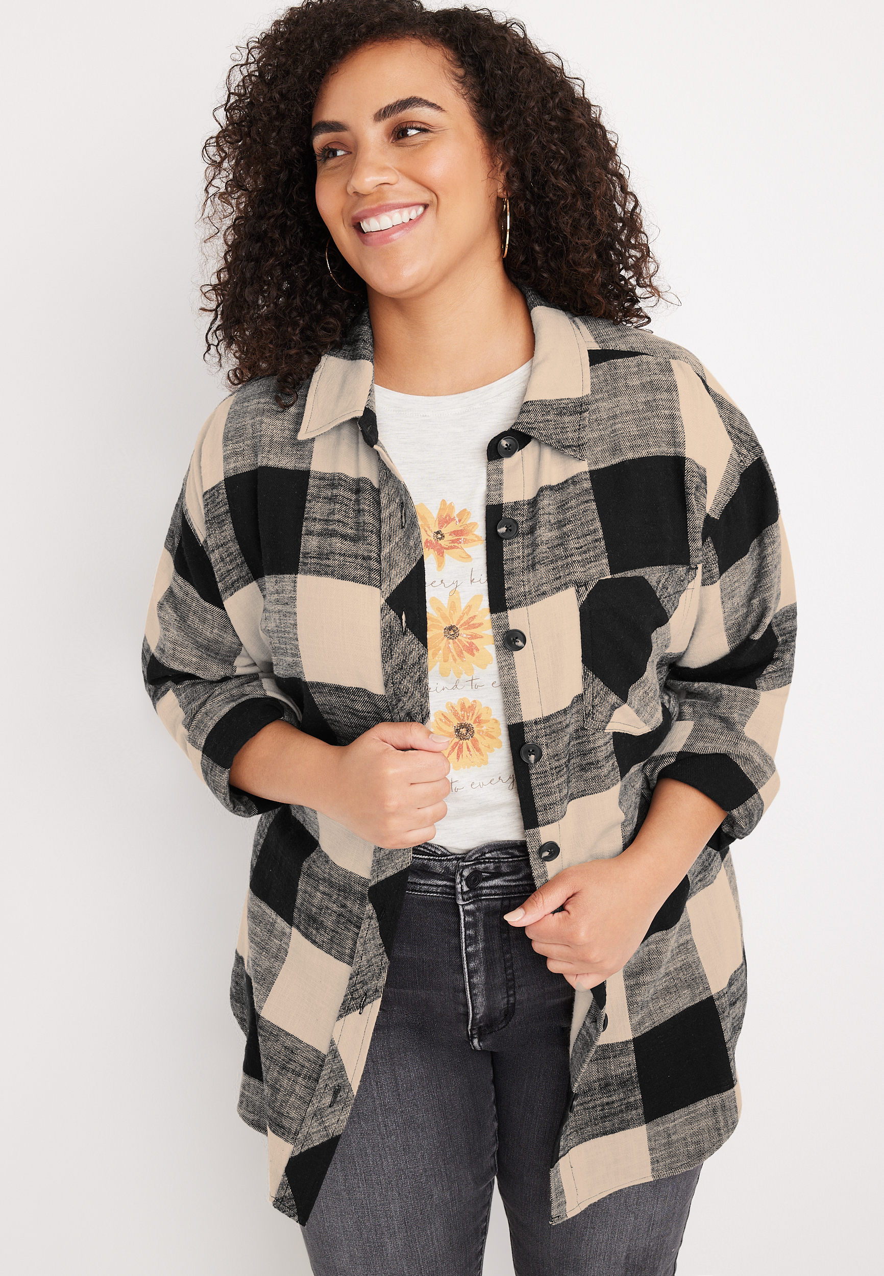 Plus Size Cabin Plaid Boyfriend Button Down Shirt | maurices