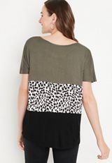 24/7 Flawless Animal Colorblock Knot Hem Tee, C2958, small