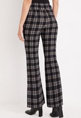 Black Plaid Ever Go Flare Crossover Waist Pant, BLACK COMBO, small