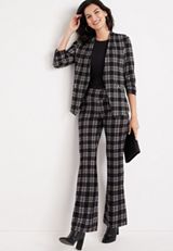 Black Plaid Ever Go Flare Crossover Waist Pant, BLACK COMBO, small