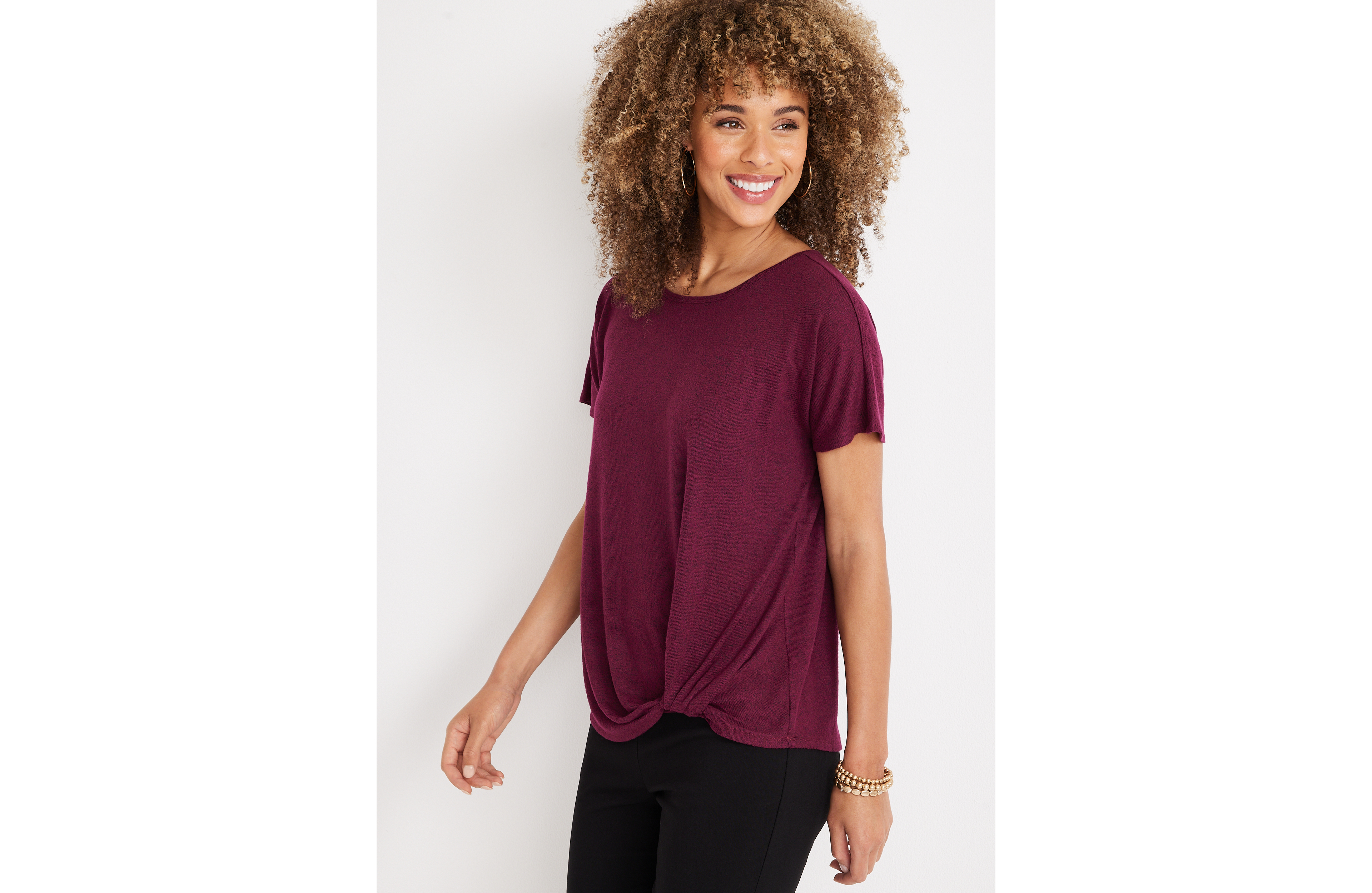 24/7 Flawless Cozy Knot Hem Dolman Tee