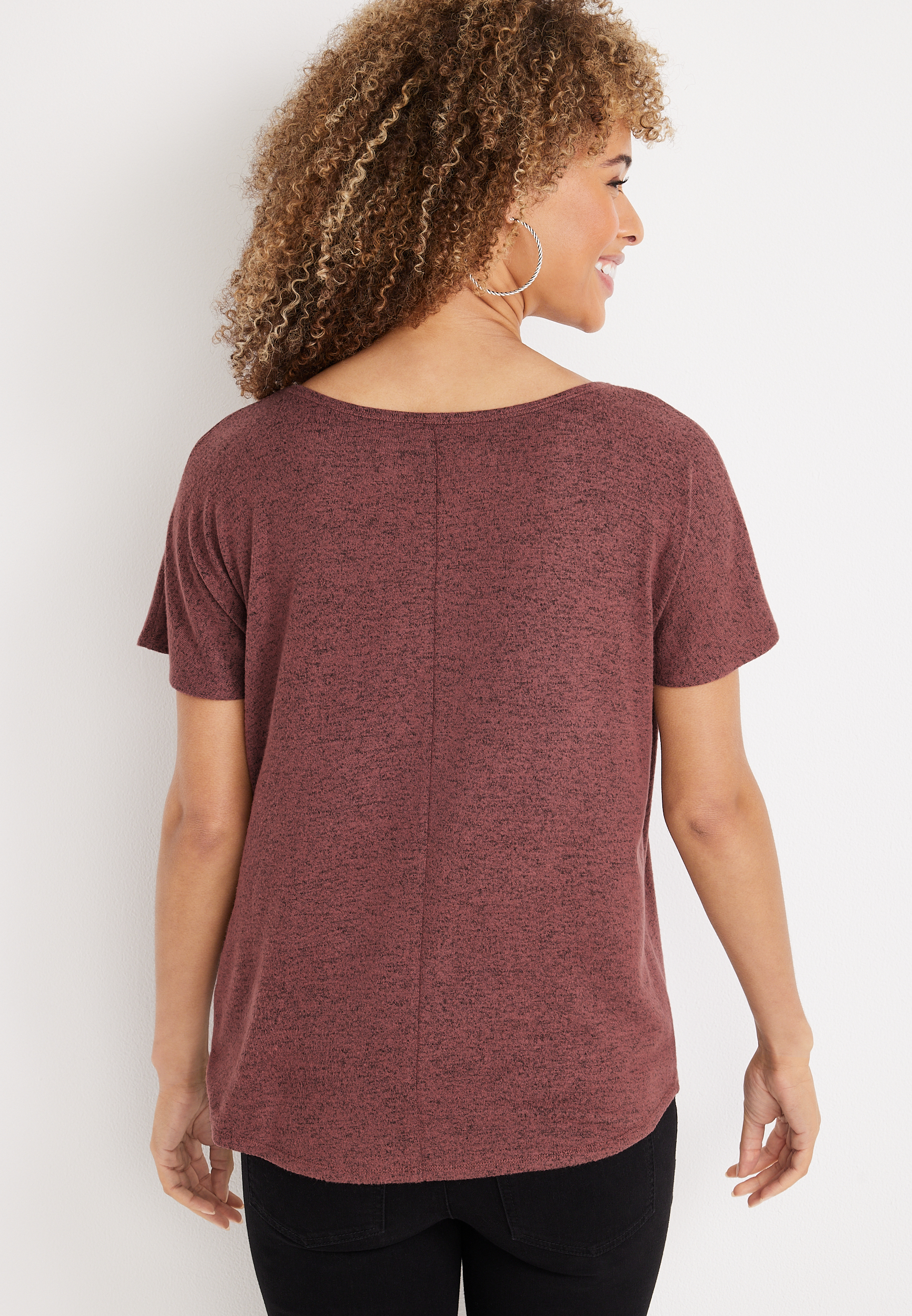 24/7 Flawless Cozy Knot Hem Dolman Tee, COCONUT SHELL, large