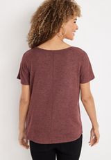 24/7 Flawless Cozy Knot Hem Dolman Tee, COCONUT SHELL, small