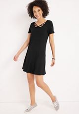 24/7 Solid Strappy T Shirt Mini Dress, C106, small