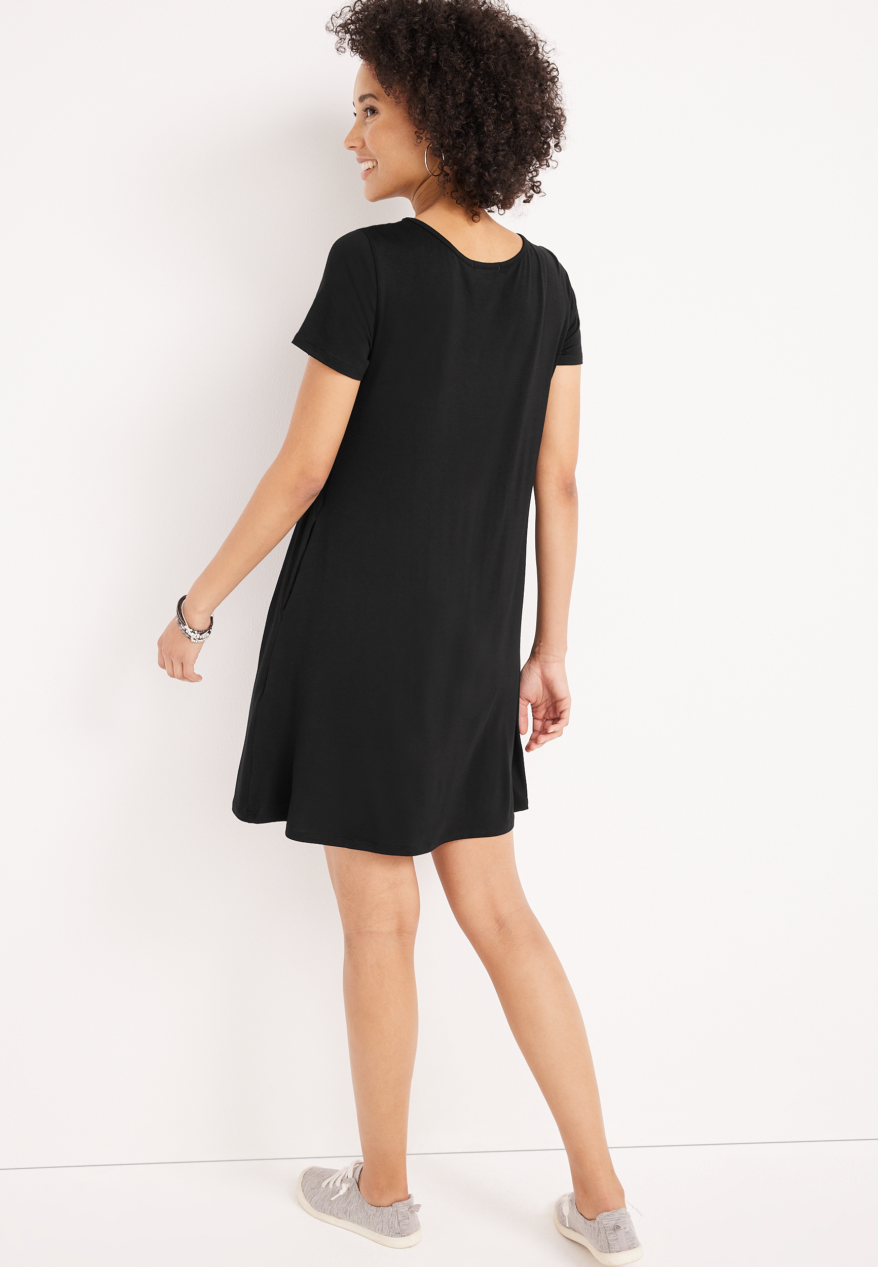 24/7 Solid Strappy T Shirt Mini Dress, C106, large