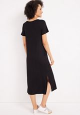 24/7 V Neck T Shirt Midi Dress, C106, small