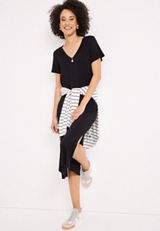 24/7 V Neck T Shirt Midi Dress, C106, small