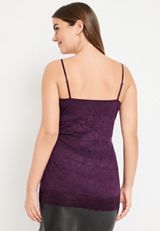 Lace Trim Crinkle Cami, , small