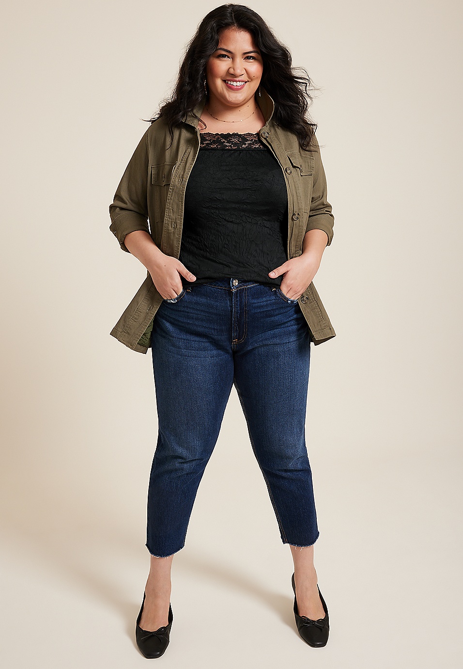 Plus Size Solid Lace Trim Crinkle Cami | maurices Plus Size Solid Lace Trim Crinkle Cami | maurices
