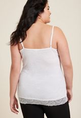 Plus Size Solid Lace Trim Crinkle Cami, C7313, small