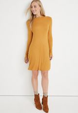 24/7 Ribbed Mock Neck Mini Dress, C7785, small