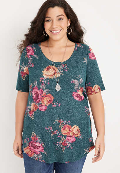 Plus Size 24/7 Flawless Cozy Floral Tunic