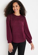 Cozy Lace Trim Ribbed Top, C3056, small