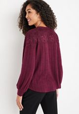 Cozy Lace Trim Ribbed Top, C3056, small