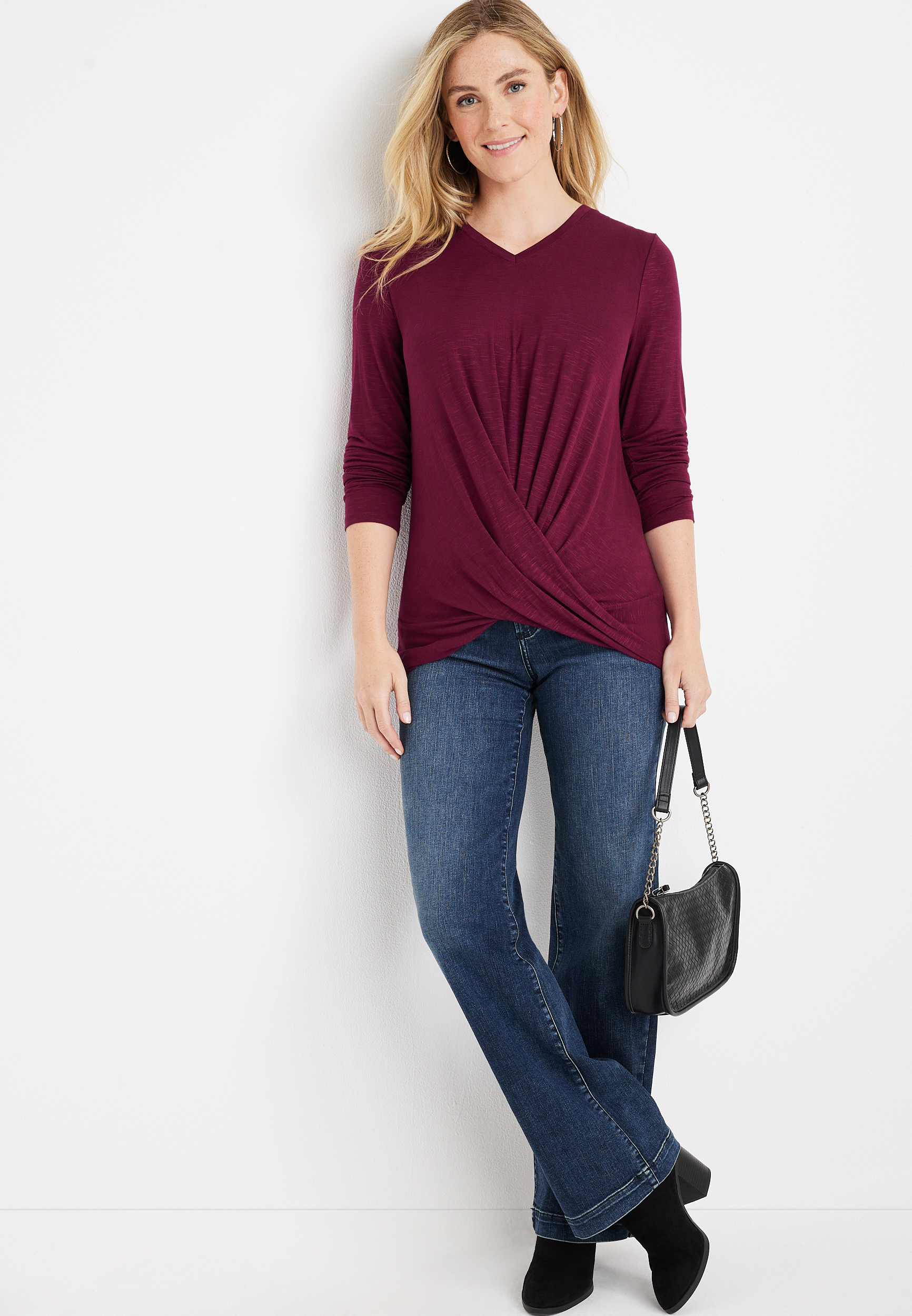 24/7 Flawless Criss Cross Knot Front Tee, , large
