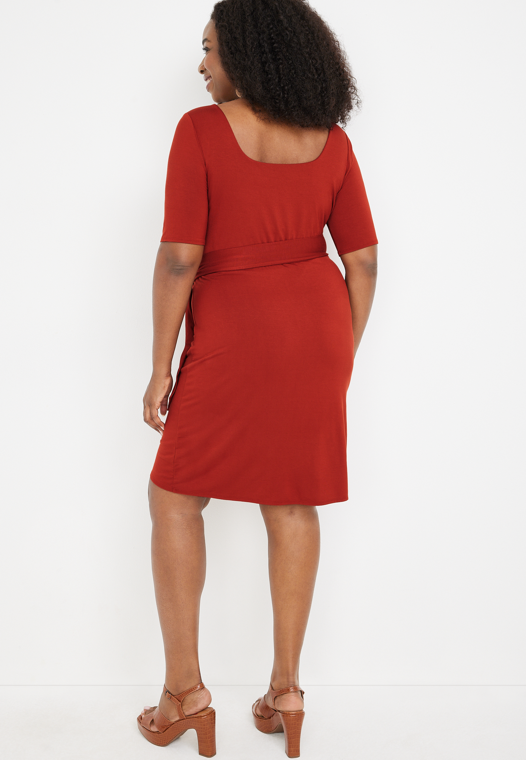 Plus Size 24/7 Solid Wrap Mini Dress, C1093, large