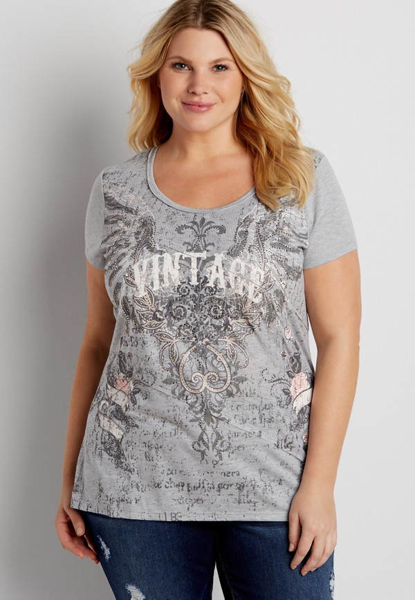 plus size premium ribbed tee with vintage graphic | maurices