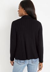 Double Button Wrap Cardigan, BLACK, small
