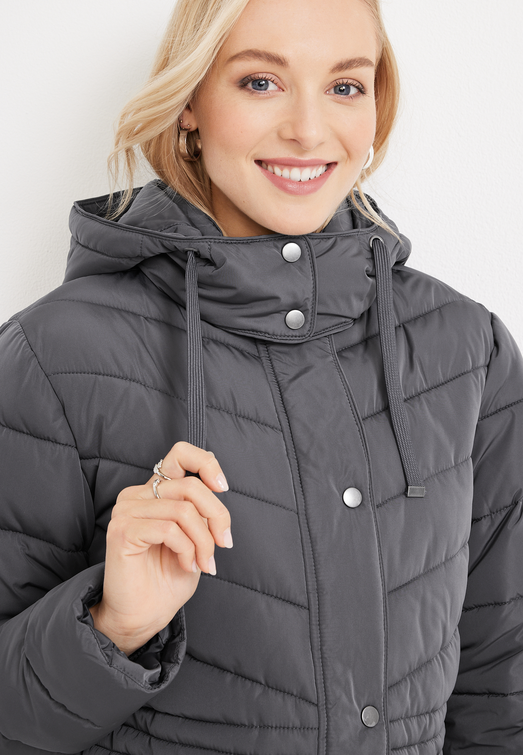 cinched puffer coat