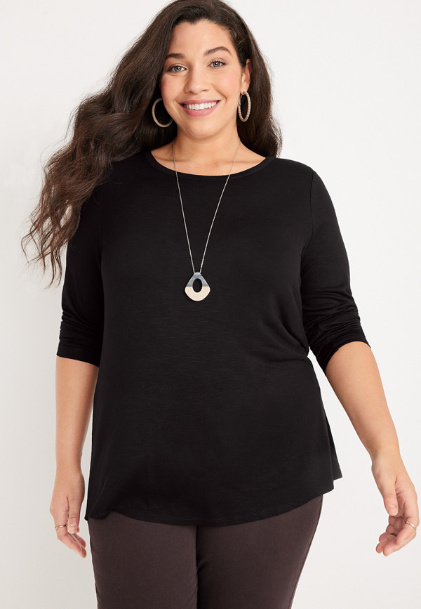 Plus Size 24/7 Flawless Solid Crew Neck Tee | maurices