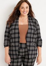 Plus Size Ever Go Plaid Blazer, C1756, small