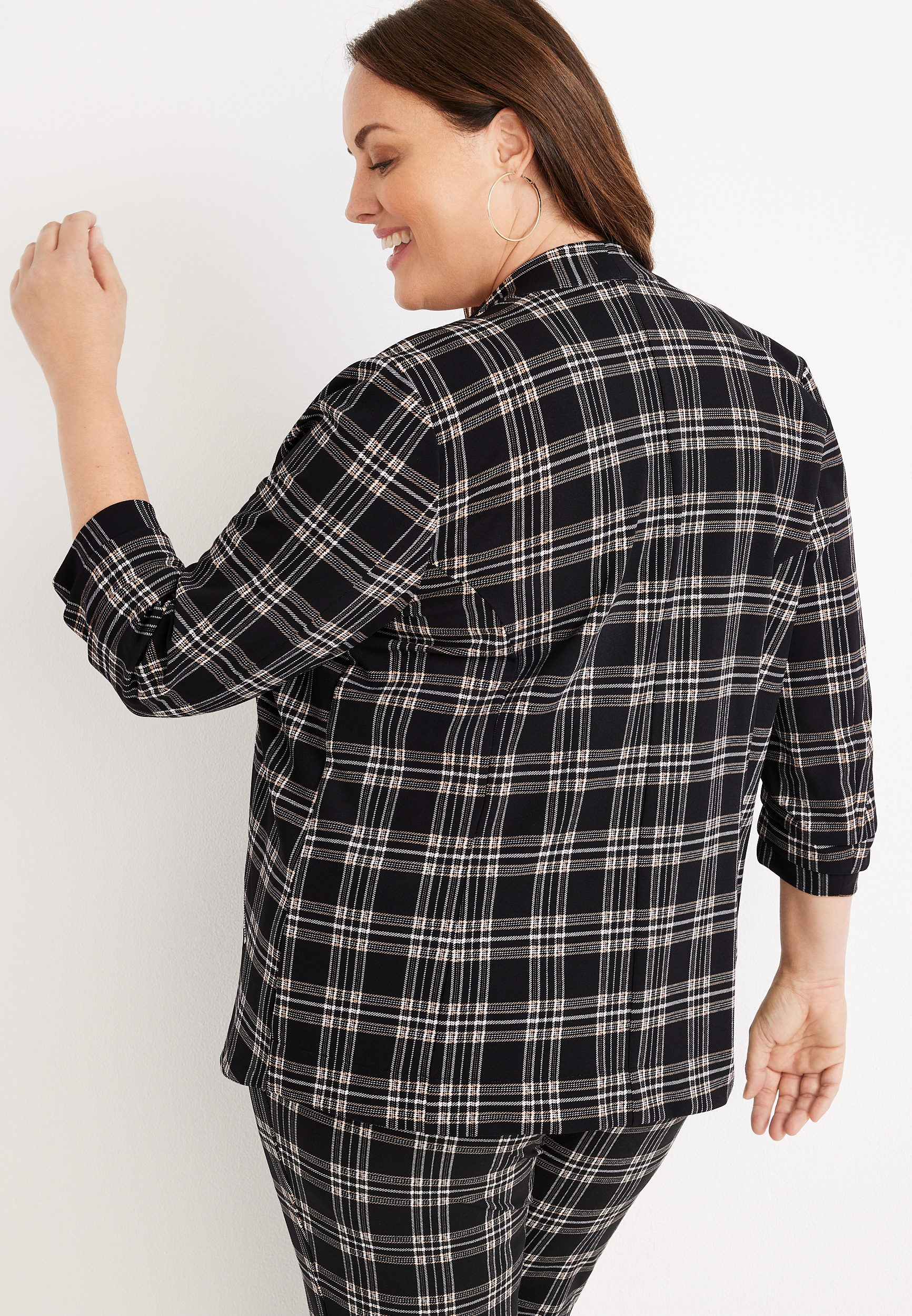 Plus Size Ever Go Plaid Blazer, C1756, large