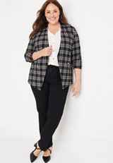 Plus Size Ever Go Plaid Blazer, C1756, small