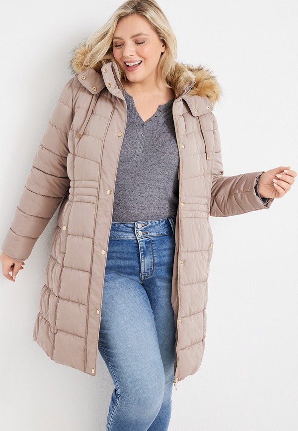 Plus Size Faux Fur Hood Puffer Jacket | maurices