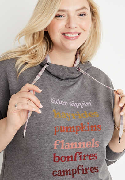 Plus Size Fall List Graphic Hoodie
