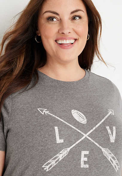 Plus Size Love Football Graphic Tee