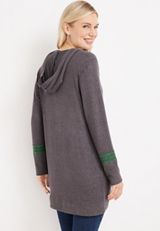 Striped Trim Hooded Cardigan, C1774, small