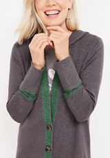 Striped Trim Hooded Cardigan, C1774, small