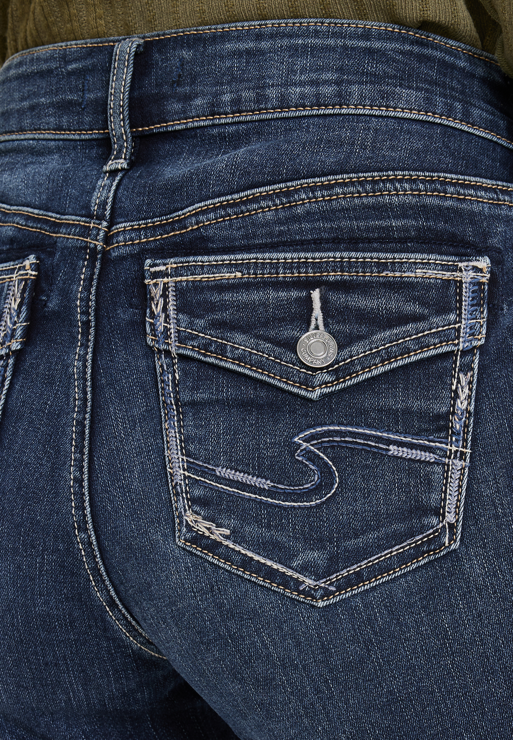 Silver Jeans Co.&reg; Elyse Slim Boot Curvy Mid Rise Faux Flap Pocket Jean, C258, large