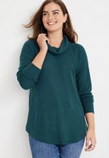 Wayside Solid Waffle Cowl Neck Top, C7870, small