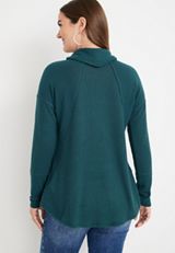 Wayside Solid Waffle Cowl Neck Top, C7870, small