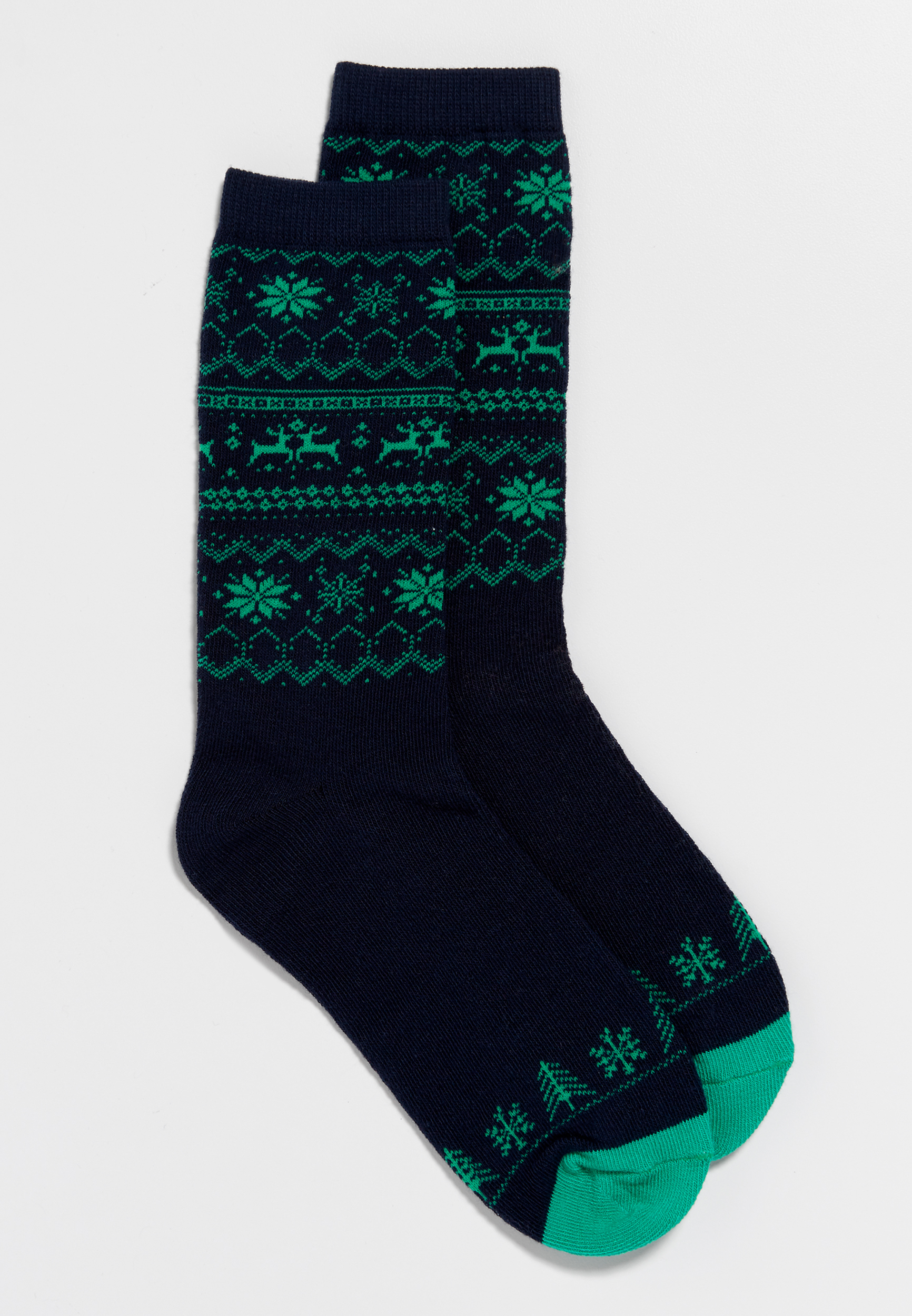 crew socks in fair isle and reindeer print | maurices