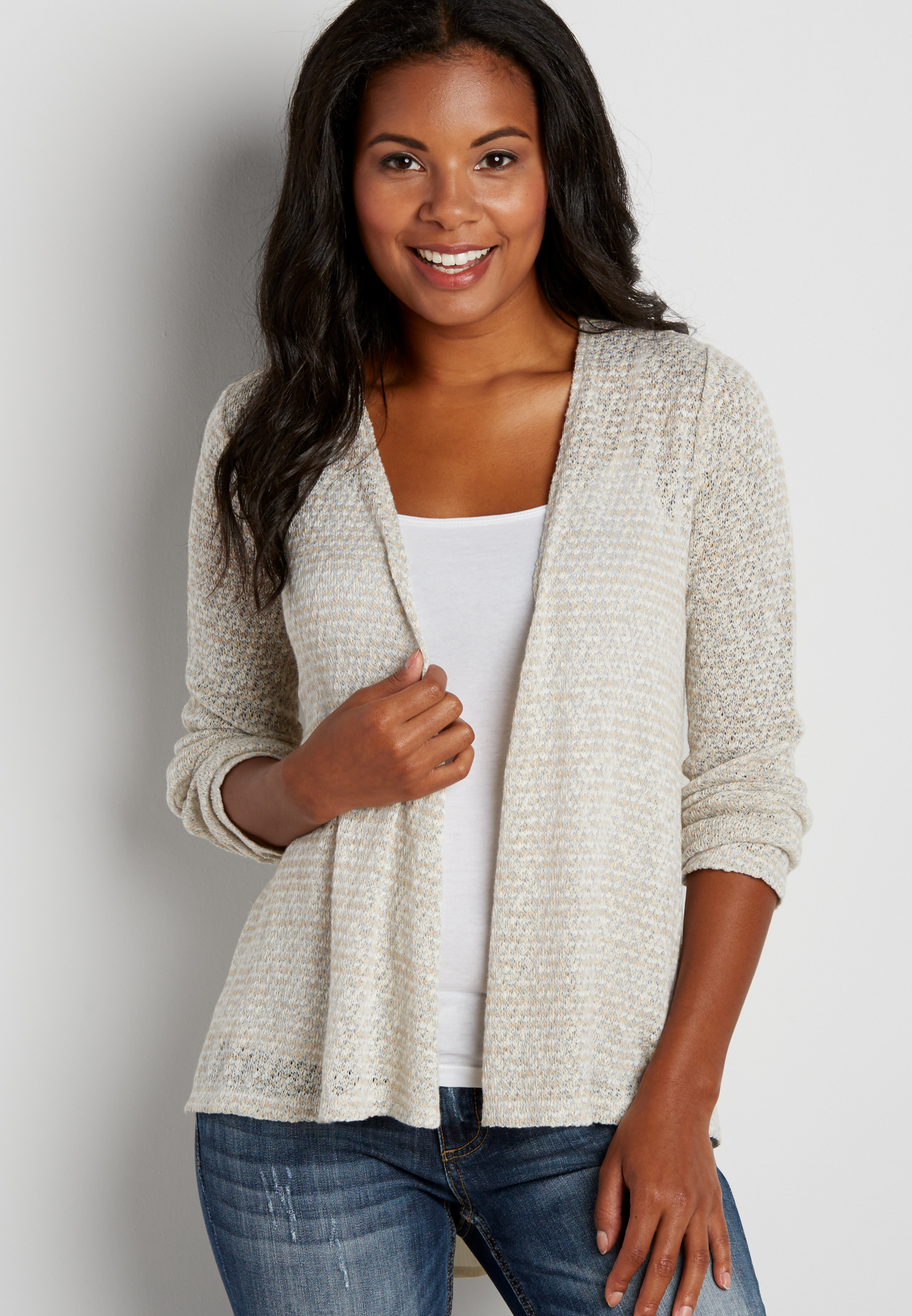 cardigan with flowy crocheted back | maurices