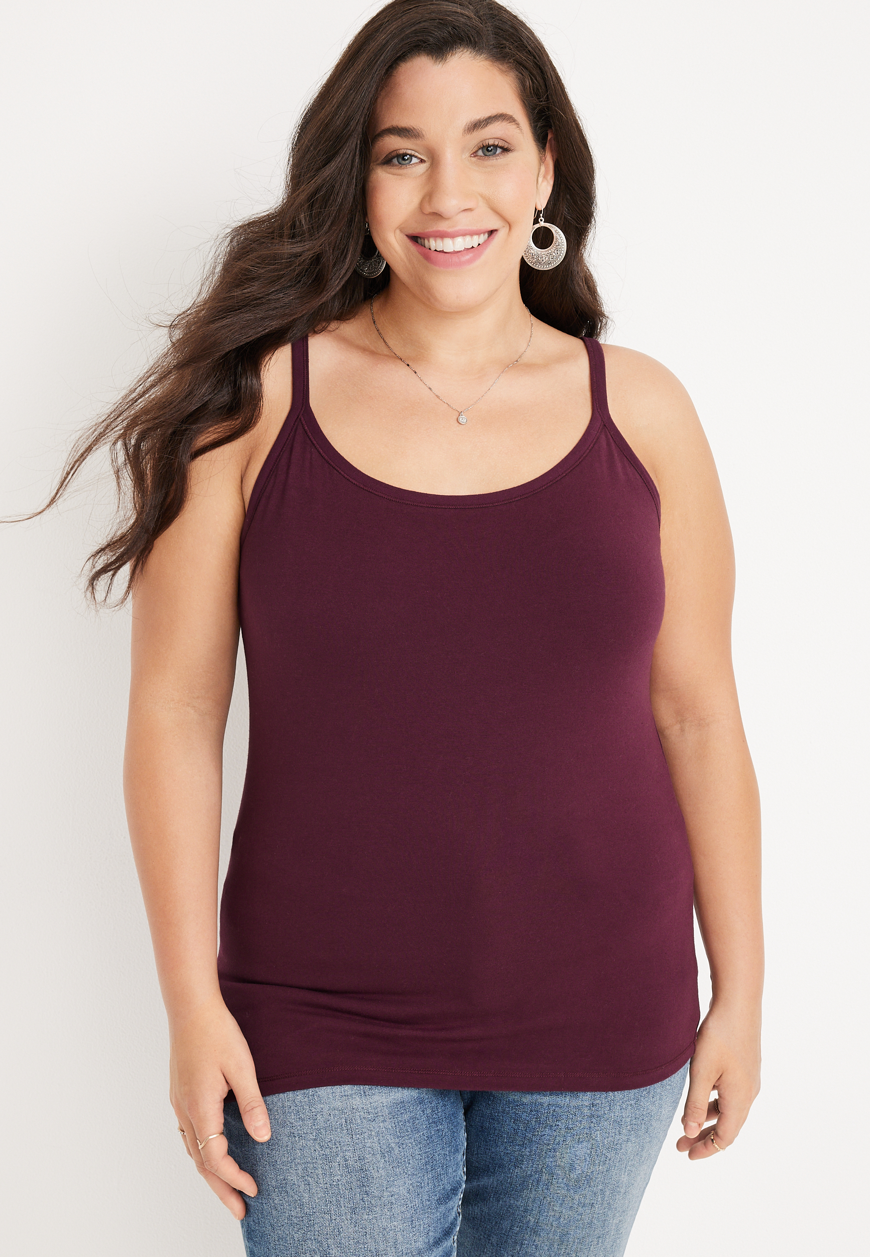 Plus Size Solid Shelf Bra Cami