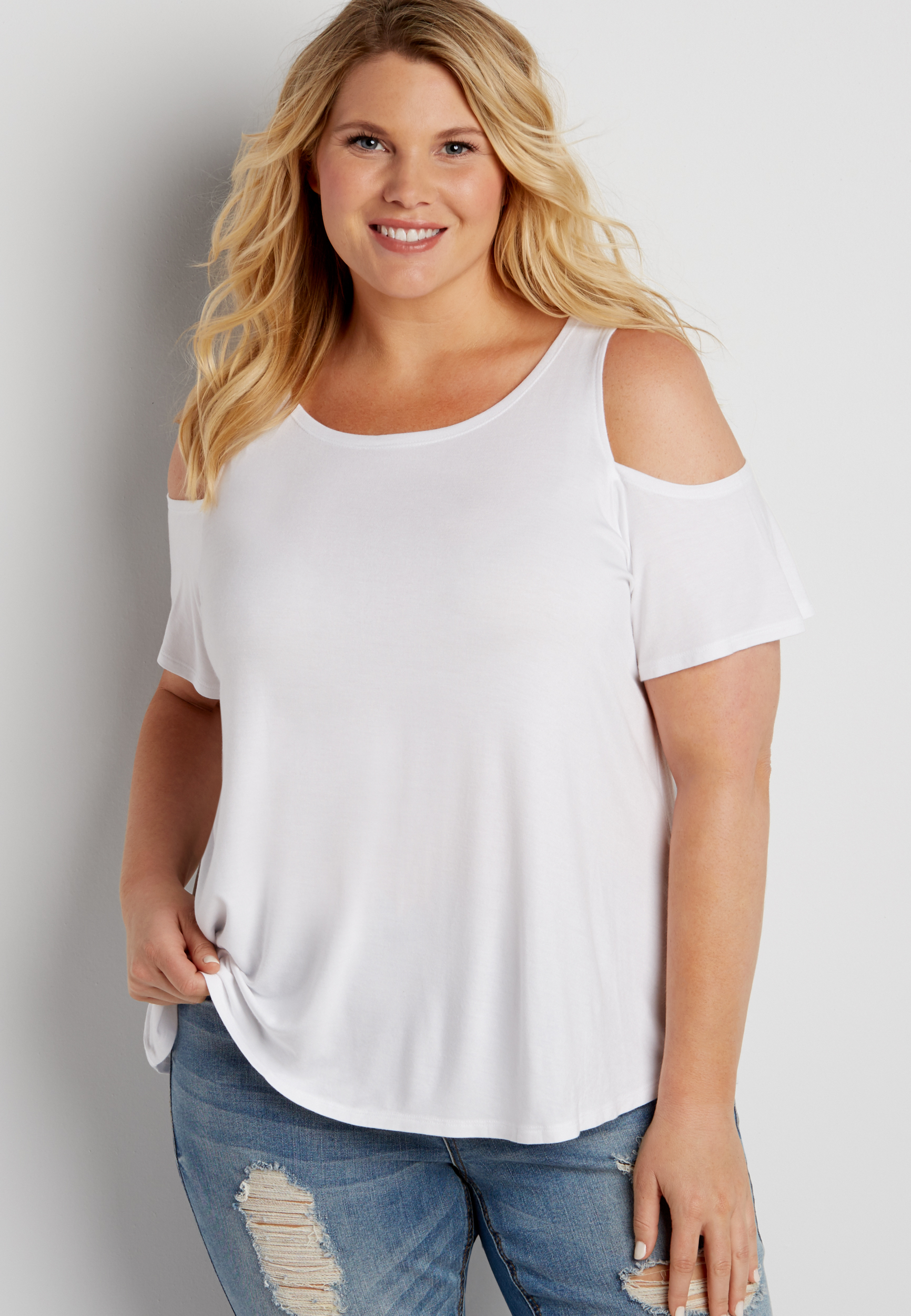 the 24/7 plus size cold shoulder swing tee | maurices