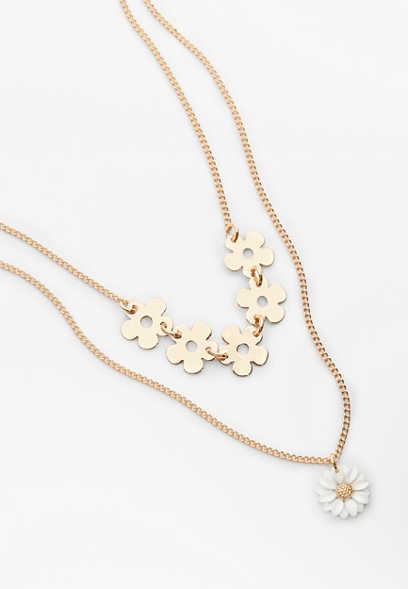 Girls Flower Layered Necklace