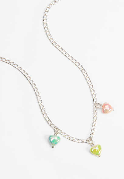Girls Multicolor Heart Pendant Necklace