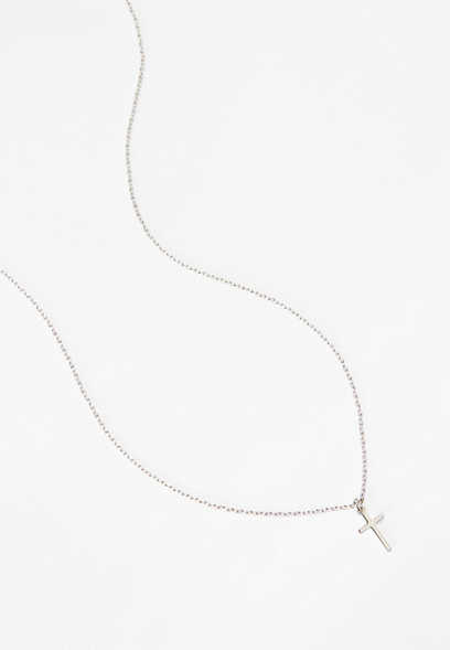 Girls Silver Cross Pendant Necklace