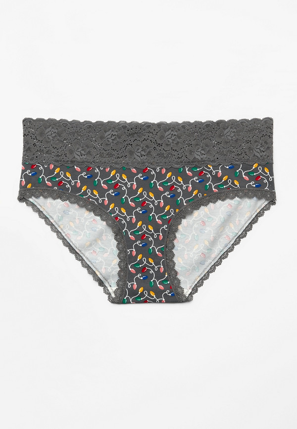 Simply Comfy Holiday Lights Cotton Hipster Panty | maurices