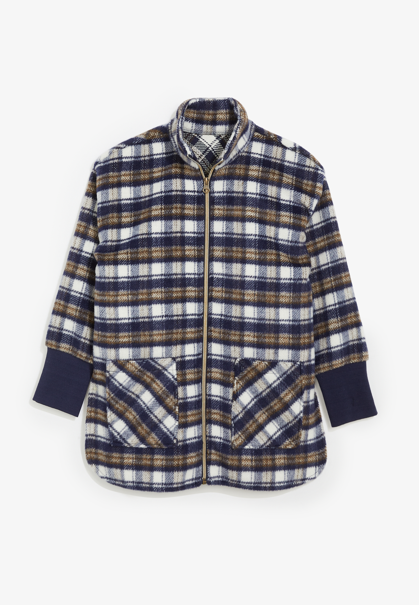 Girls Plaid Zipper Front Jacket | maurices