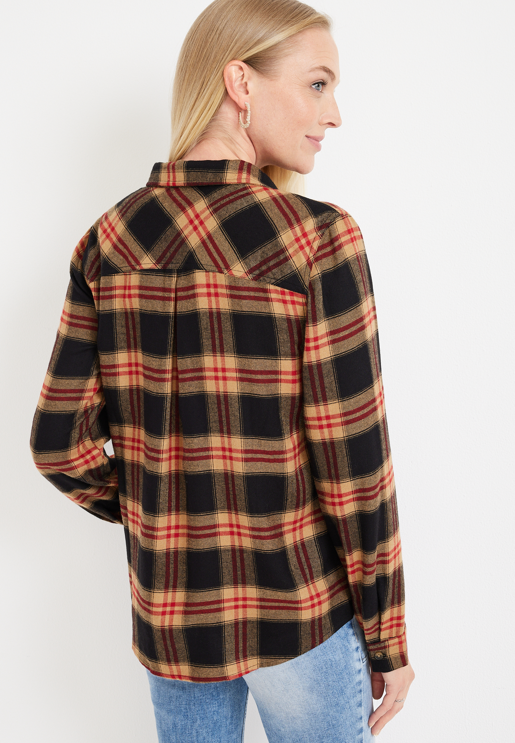 Cabin Plaid Button Down Shirt, C4716, large