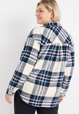 Plus Size Cabin Plaid Boyfriend Button Down Shirt, , small