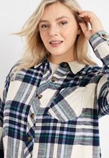 Plus Size Cabin Plaid Boyfriend Button Down Shirt, , small