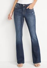 KanCan&trade; Flare Mid Rise Flap Pocket Jean, DARK SANDBLAST, small