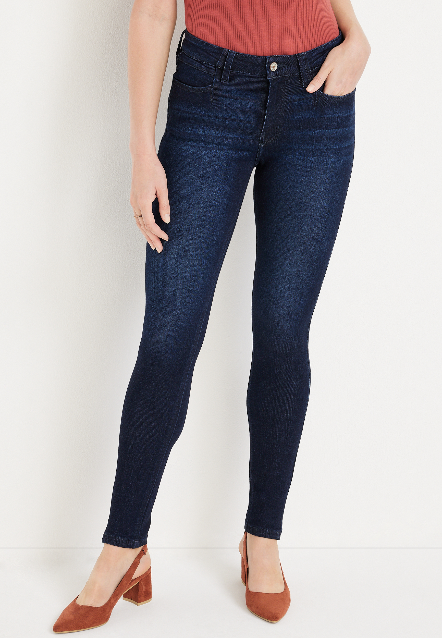 KanCan™ Ripped Mid Rise Cuffed Skinny Ankle Jean