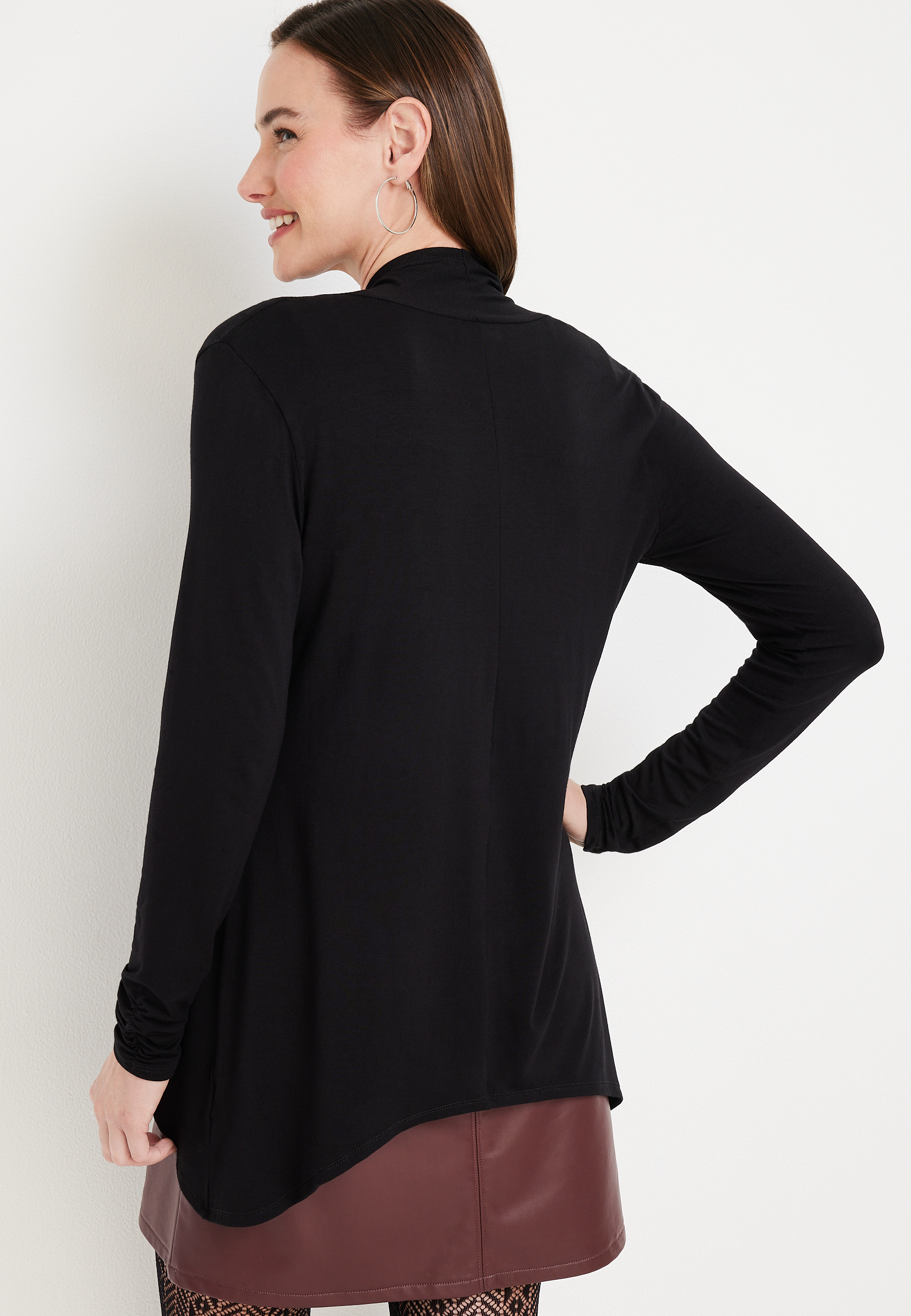 Black Pointed Hem Cardigan, C106, large